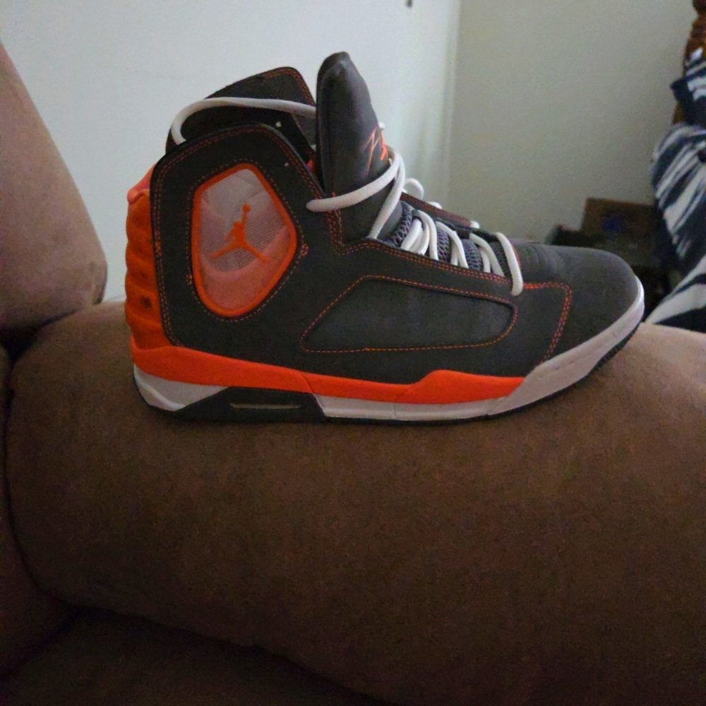 Jordan Men's Charcoal and Orange Sneakers